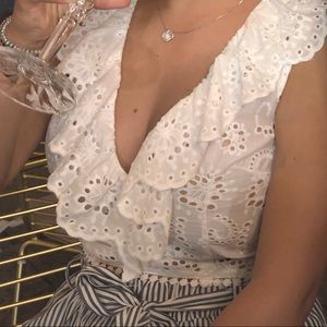 White lace cropped top